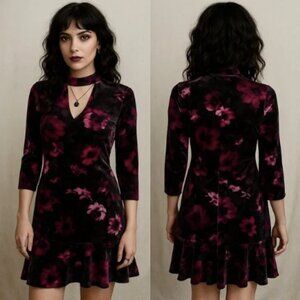 Roz & Ali 2 Velvet Floral Dress Whimsigoth Dark Fairycore Romance Witchy Grunge